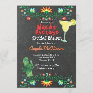 Chalkboard Nacho Average Bridal Shower Invitations