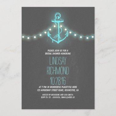 chalkboard nautical bridal shower Invitations