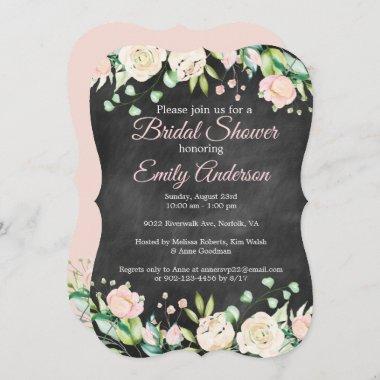 Chalkboard Painted Floral Bridal Shower Invitations