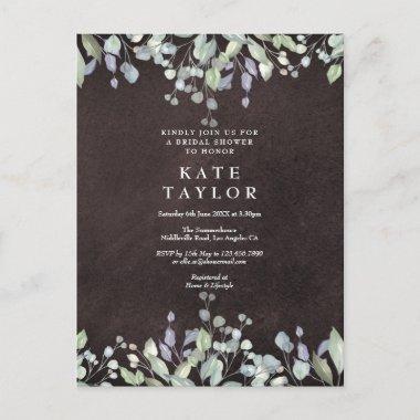 Chalkboard Sage and Lilac Floral Bridal Shower Announcement PostInvitations