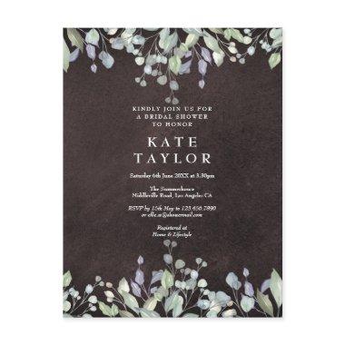 Chalkboard Sage and Lilac Floral Bridal Shower Announcement PostInvitations