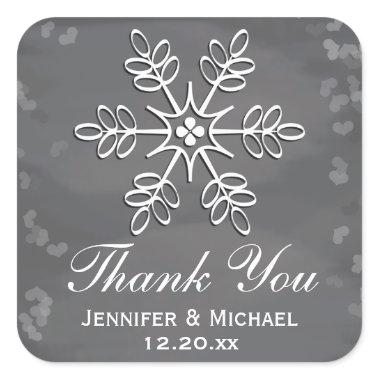 Chalkboard Snowflake Thank You Label