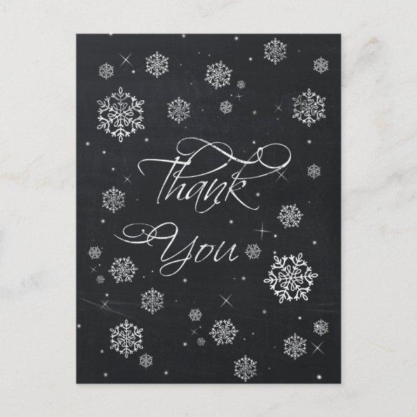 Chalkboard snowflakes Bridal Shower Thank You Invitations