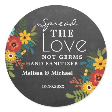 Chalkboard Spread Love Hand Sanitizer Wedding Classic Round Sticker