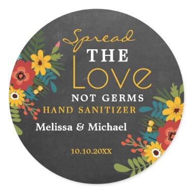 Chalkboard Spread Love Hand Sanitizer Wedding Classic Round Sticker