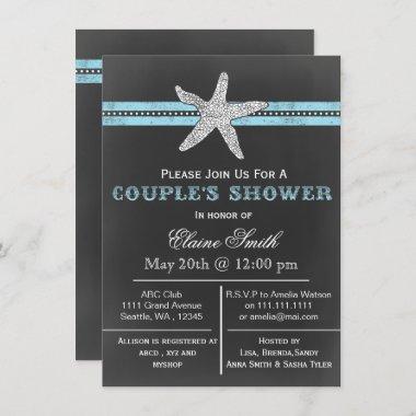 chalkboard starfish beach Couple's shower Invite