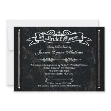 Chalkboard Style Rustic Swirl Bridal Shower Invitations