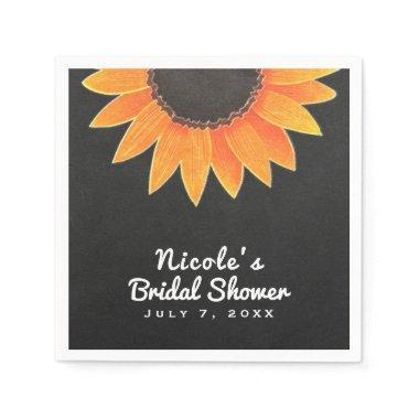 Chalkboard Sunflower Rustic Country Bridal Shower Napkins