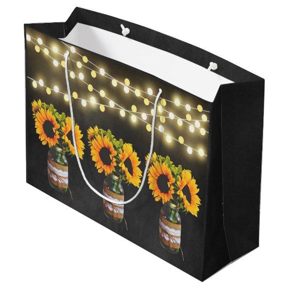 Chalkboard Sunflower Rustic String Lights Gift Bag
