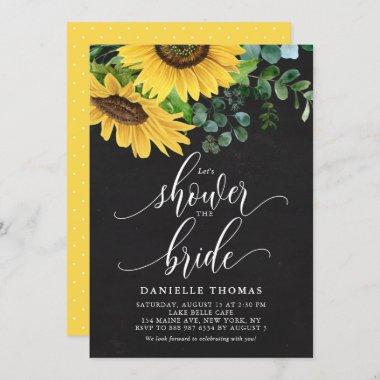 Chalkboard Sunflowers and Eucalyptus Bridal Shower Invitations