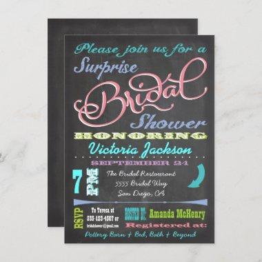Chalkboard Surprise Bridal Shower Invitations