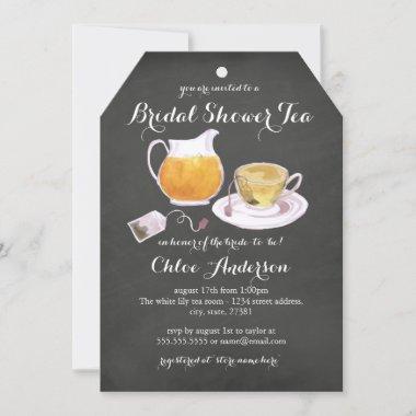 Chalkboard Teacup Bridal Shower Tea Party Invitations