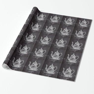 Chalkboard teapot Alice in Wonderland tea party Wrapping Paper