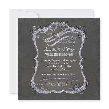 Chalkboard Typographic Leaf Swirl Rustic Wedding