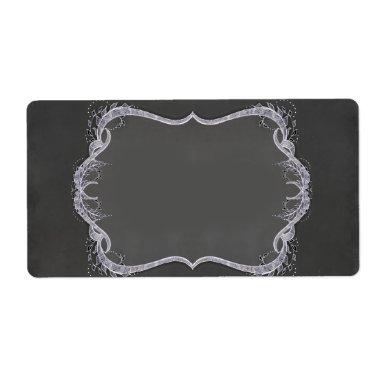 Chalkboard Typographic Leaf Swirl Rustic Wedding Label