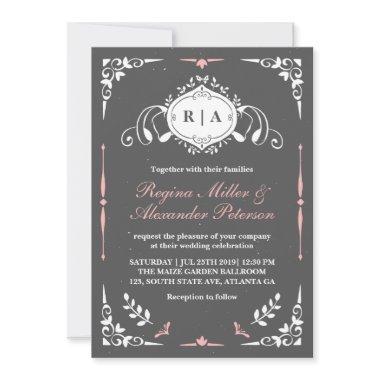 Chalkboard Vintage Medieval Wedding Invitations