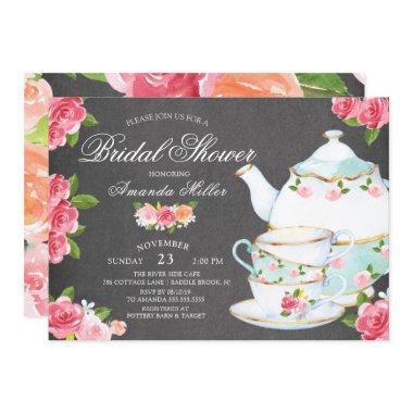 Chalkboard Watercolor Foral Tea