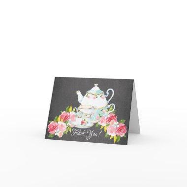 Chalkboard Watercolor Tea Party Shower Thank You