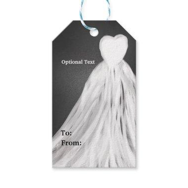 Chalkboard Wedding Dress Bridal Shower Gift Tag
