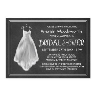 Chalkboard Wedding Dress Bridal Shower Invitations