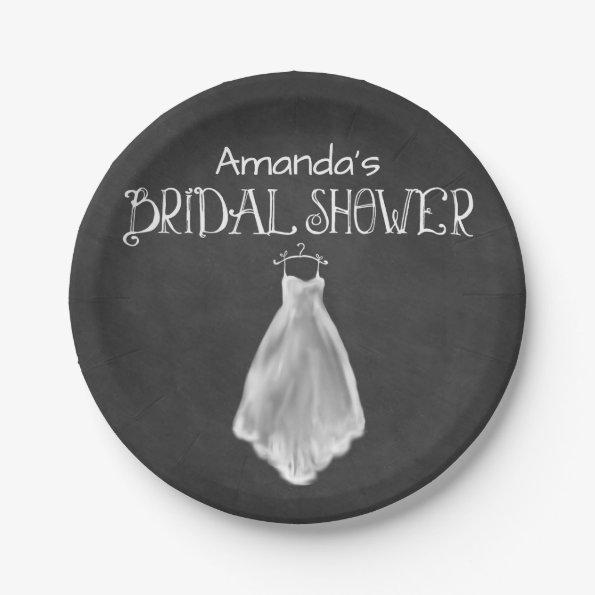 Chalkboard Wedding Dress Bridal Shower Plates