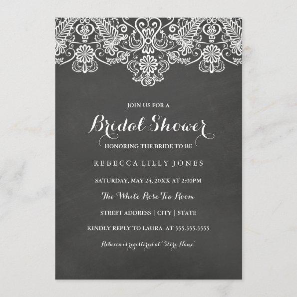 Chalkboard & White Lace | Bridal Shower Invitations