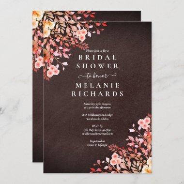 Chalkboard Wildflowers Floral Bridal Shower Invitations