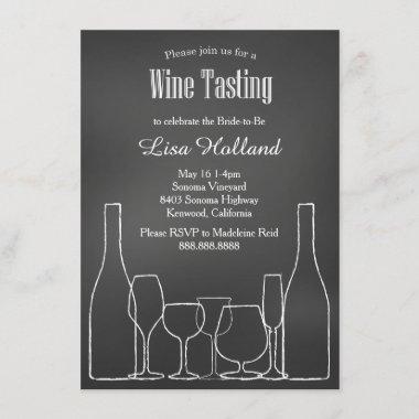 Chalkboard Wine Tasting Bridal Wedding Shower Invitations