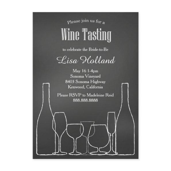 Chalkboard Wine Tasting Bridal Wedding Shower Invitations