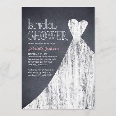Chalked Gown Bridal Shower Invitations