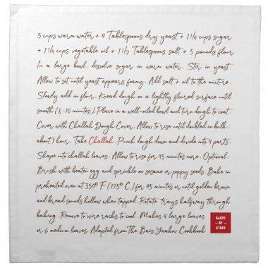 Challah Dough Cover. Recipe Series Customize Box Cloth Napkin