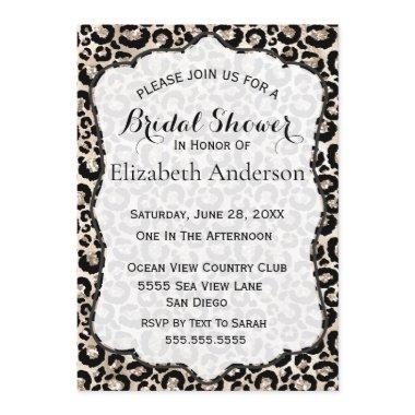 Champage Faux Glitter Leopard Print Bridal Shower Invitations