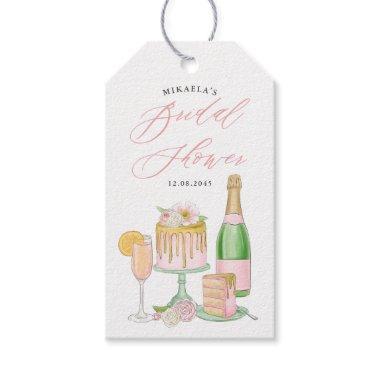 Champagne and Drip Cake Floral Bridal Shower Gift Tags