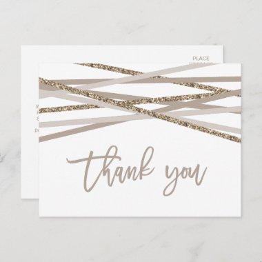 Champagne and Ivory Streamers Thank You PostInvitations