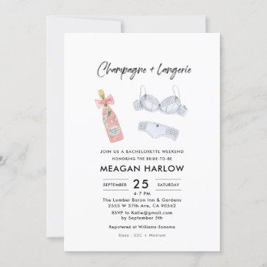 Champagne and Lingerie Bachelorette Weekend Invitations