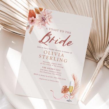 Champagne and Neutral Florals Bridal Shower Invitations
