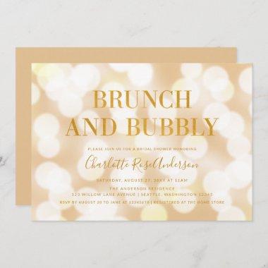 Champagne Bokeh Brunch and Bubbly Bridal Shower Invitations