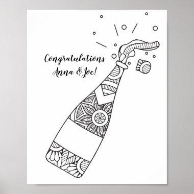 Champagne Bottle Coloring Page Poster