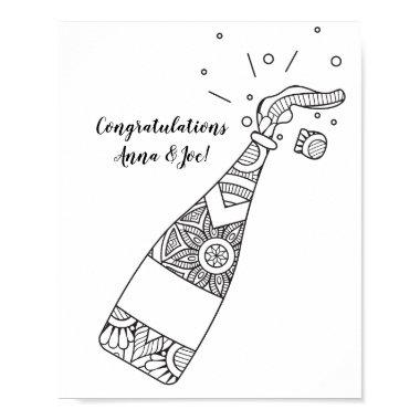 Champagne Bottle Coloring Page Poster