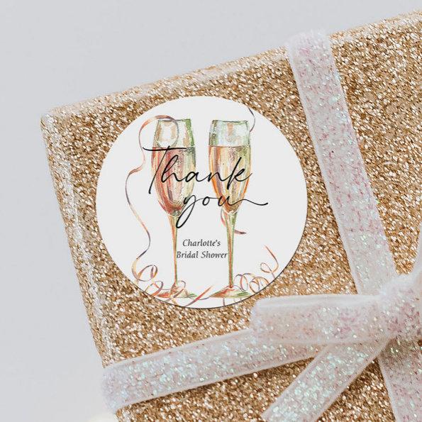 Champagne Bridal Shower Thank You Classic Round Sticker