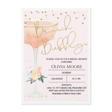 Champagne Brunch Bubbly Bridal Shower Invitations