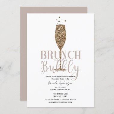 Champagne Bubbly Pink Beige Bridal Shower Brunch Invitations