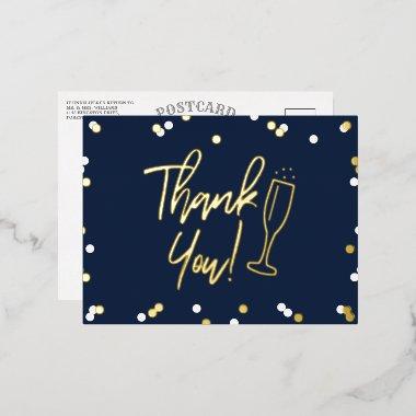 Champagne Confetti Wedding Thank You Real Foil Invitation Post