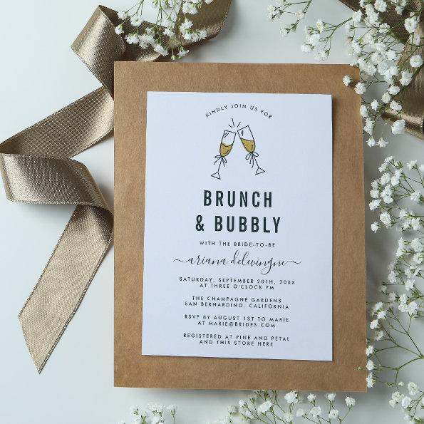 Champagne Flutes Brunch and Bubbly Bridal Shower Invitations