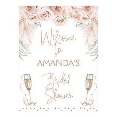 Champagne Glass Boho Brunch Bridal Shower Welcome Poster