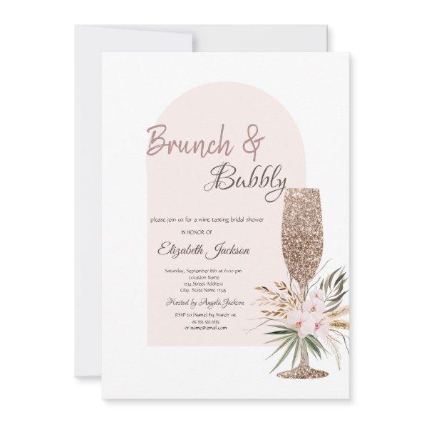 Champagne Glass Boho Flowers Brunch & Bubbly