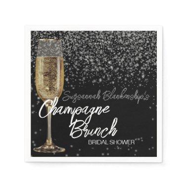 Champagne Glass Brunch  Gold Bokeh Napkins