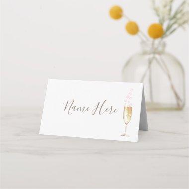 Champagne Glass Rose Petals Folded Place Invitations