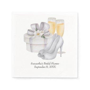 Champagne Glasses Brides Shoes  Napkins