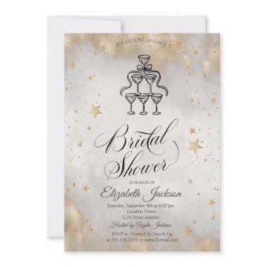 Champagne Glasses Gold Stars
